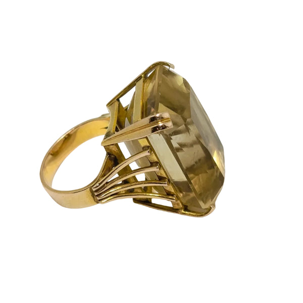 Solitaire en Or Jaune 14K avec Citrine - Taille 46