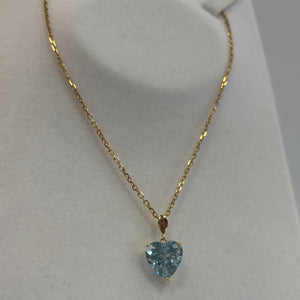 Pendentif Or Jaune Cœur Bleu Naturel 18 Carats