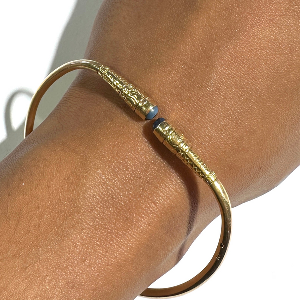 Bracelet Jonc en Or Jaune 18k avec Saphirs Étoilés
