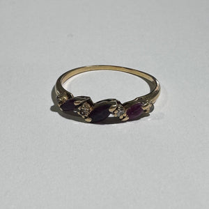 Bague en Or 18K avec Diamants et Rubis - Taille 53