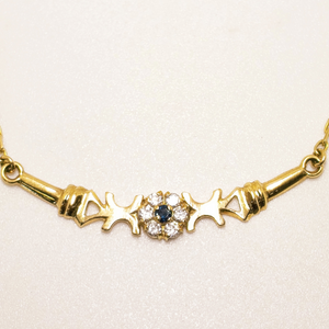 Collier Matinée Or Jaune 18k avec Saphir et Zirconium