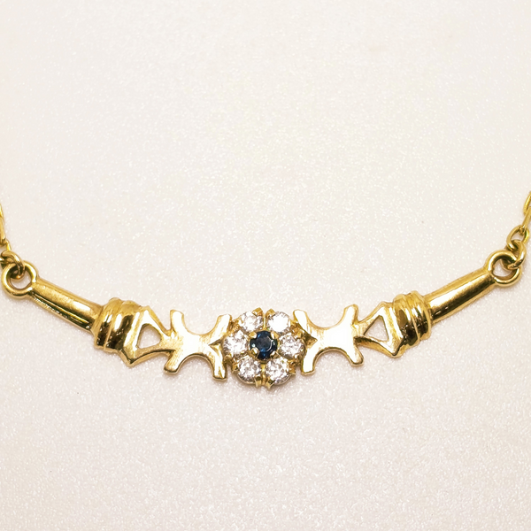 Collier Matinée Or Jaune 18k avec Saphir et Zirconium