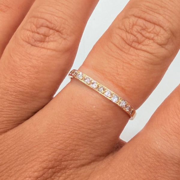 Bague en Or Jaune 18K avec 12 Diamants - Taille 55
