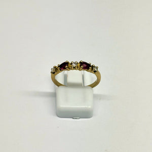 Bague Or Jaune 18 Carats avec Diamants et Rubis - Taille 51