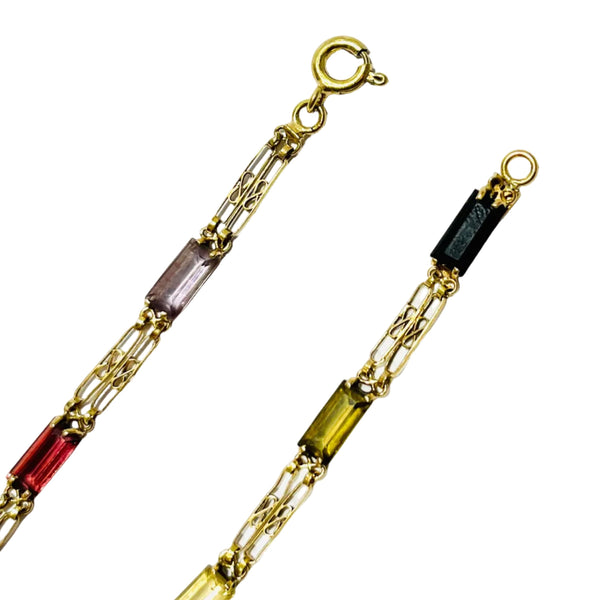 Bracelet Maillon Filigrane en Or Jaune avec Pierres Précieuses 18K
