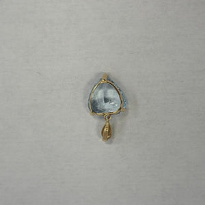 Pendentif Or Jaune Cœur Bleu Naturel 18 Carats