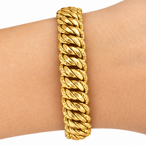 Bracelet Maillon Or Jaune 18 Carats Figaro Gourmette
