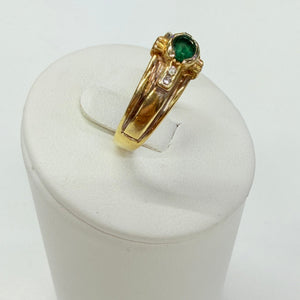 Bague en Or jaune et blanc 18K avec Émeraude Diamants - Taille 54