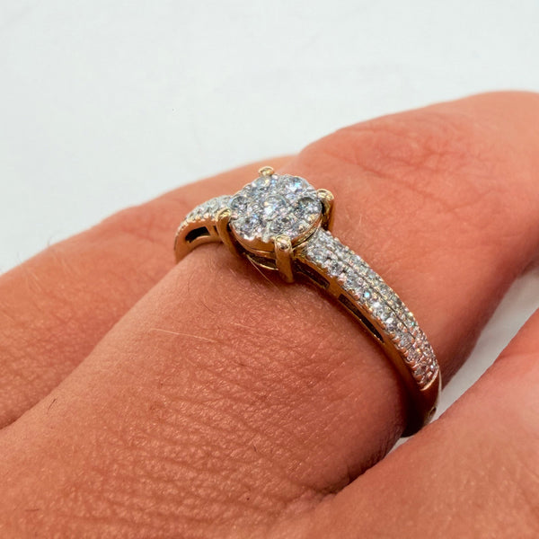 Bague Or Jaune 18 Carats avec Diamants - Taille 54