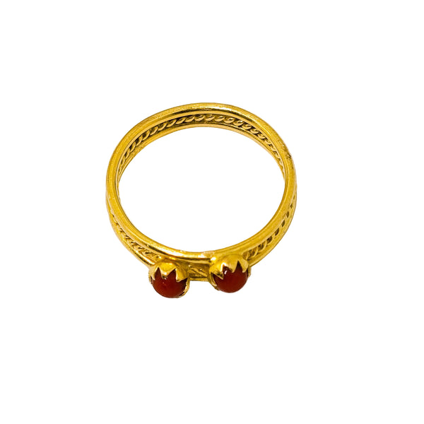 Bague Artisanale avec Zirconium en Or Jaune 18 Carats - Taille 46