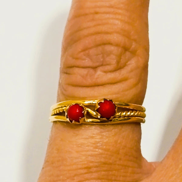 Bague Artisanale avec Zirconium en Or Jaune 18 Carats - Taille 46