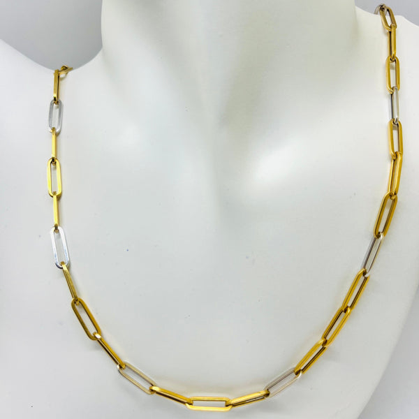 Collier Princesse Maille Cheval en Or Jaune & Or Blanc 18K