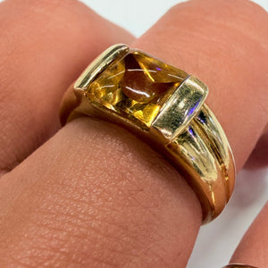Bague en Or Jaune 18k avec Citrine - Taille 53