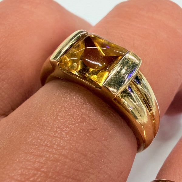 Bague en Or Jaune 18k avec Citrine - Taille 53