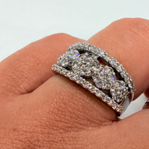 Bague Or Blanc 14k avec 68 Diamants - Taille 48