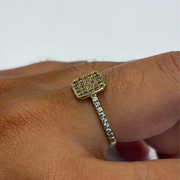 Bague en Or Jaune 18k avec Zirconiums - Taille 53