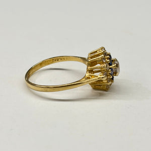 Bague Chou en Or Jaune 18k avec Saphirs et Zirconiums - Taille 54