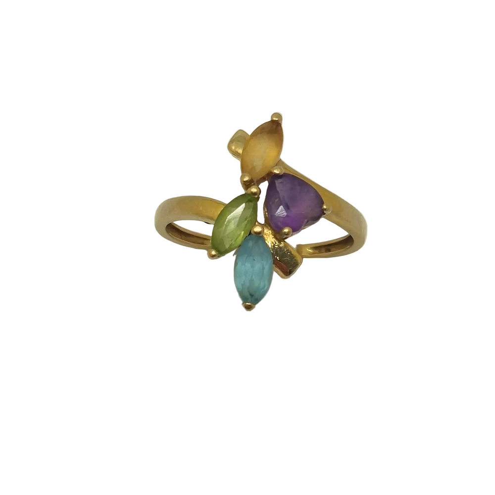Bague avec Pierres Oxyde de Zircon en Or Jaune 18K - Taille 52