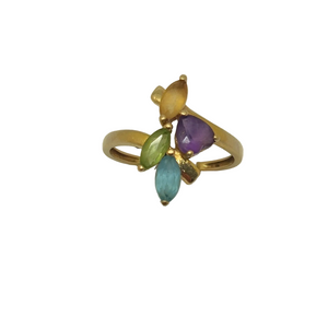 Bague avec Pierres Oxyde de Zircon en Or Jaune 18K - Taille 52