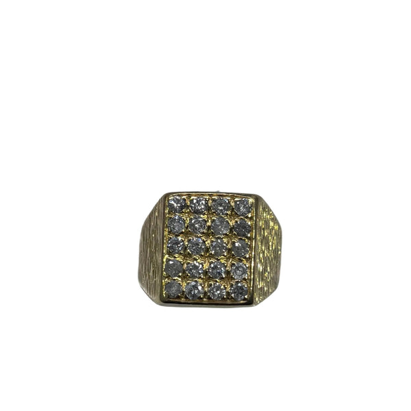 Bague chevalière avec Diamants en Or Jaune 18 Carats- Taille 49