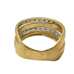 Bague Jonc en Or Jaune & Or Gris 18K avec Diamants 18K Taille : 50