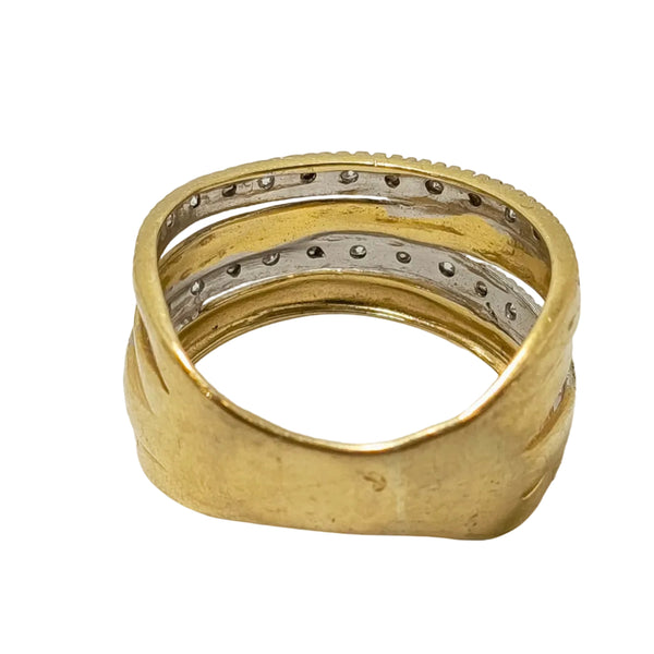 Bague Jonc en Or Jaune & Or Gris 18K avec Diamants 18K Taille : 50