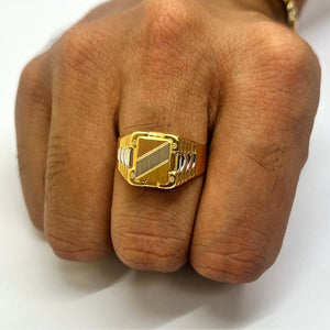 Bague Chevalière en Or Jaune, Or Rose et Or Blanc 18 Carats - Taille 64