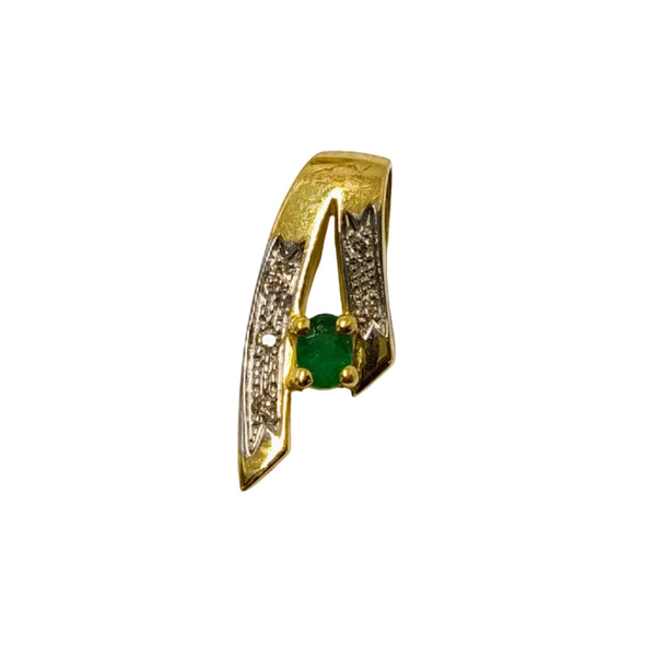 Pendentif Artisanal avec Oxyde de Zirconium & Diamants en Or Jaune 18K