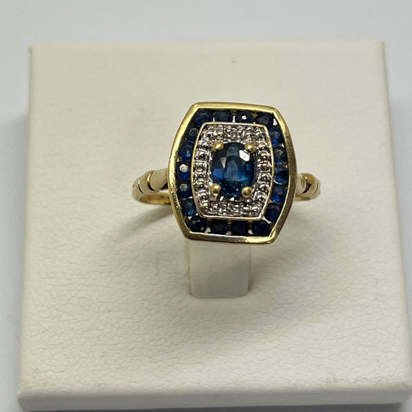 Bague en Or Jaune avec Saphir 18k Taille 53