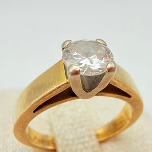 Bague Solitaire Or Jaune 18K Diamant - Taille 54