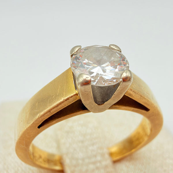 Bague Solitaire Or Jaune 18K Diamant - Taille 54