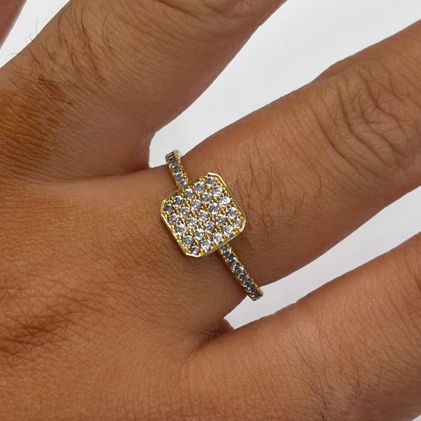 Bague en Or Jaune 18k avec Zirconiums - Taille 53