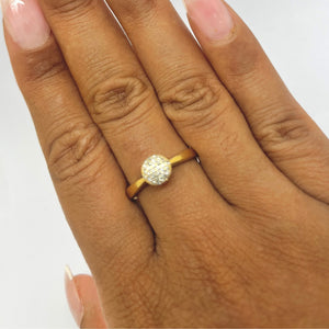Bague Solitaire en Or Jaune 18K avec Diamants  - Taille 57