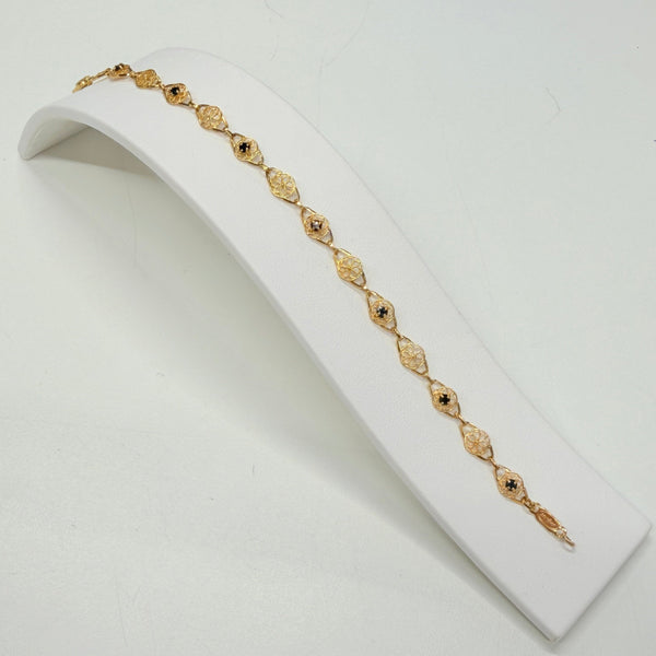 Bracelet Filigrane en Or Jaune 18k avec Saphir