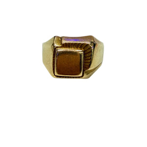 Bague Chevalière Asymétrique en Or Jaune 18K - Taille 56