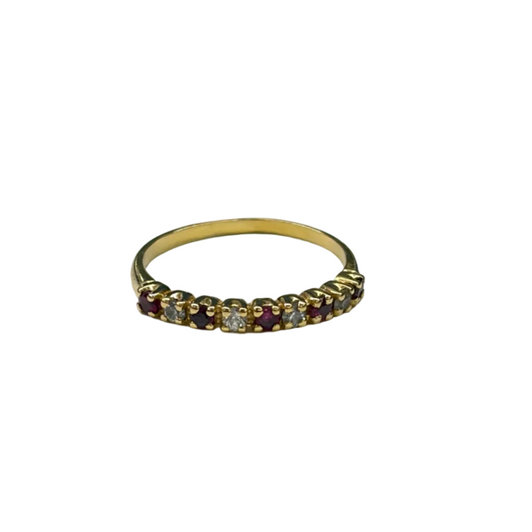 Bague en Or Jaune avec Zirconiums et Grenats 18K Taille 55
