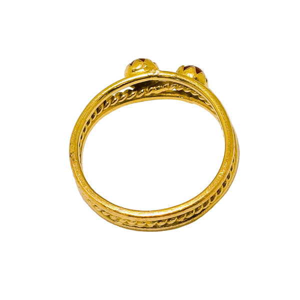 Bague Artisanale avec Zirconium en Or Jaune 18 Carats - Taille 46