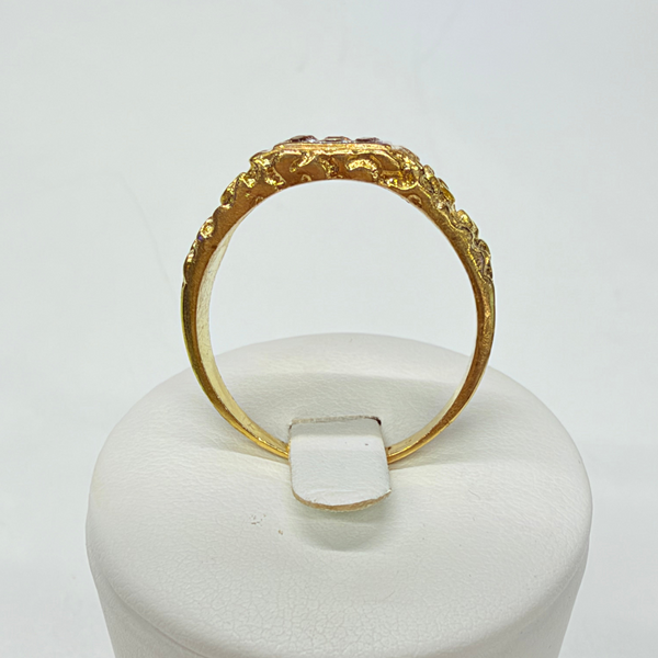 Chevalière en Or Jaune 18k avec Zirconium - Taille 68