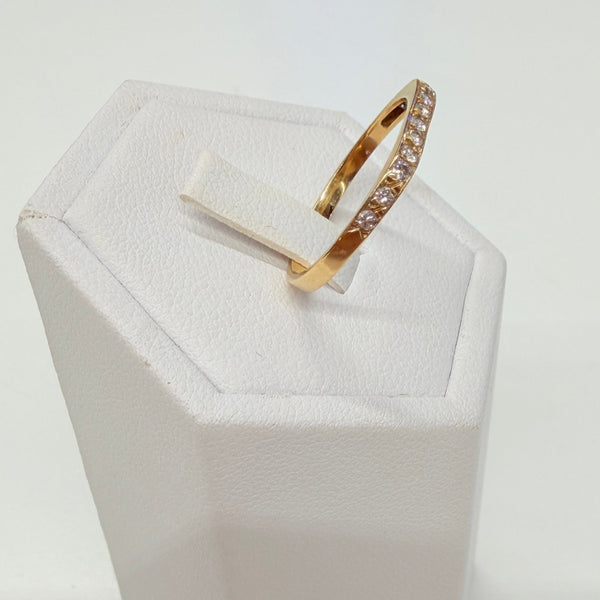 Bague en Or Jaune 18K avec 12 Diamants - Taille 55
