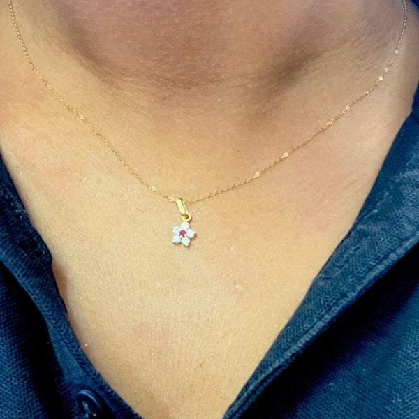 Collier Princesse Or Jaune 22 Carats avec Rubis et Zirconium