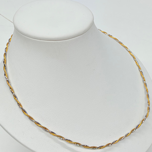 Collier Ras du Cou Torsadé en Or Jaune et Or Blanc 18K