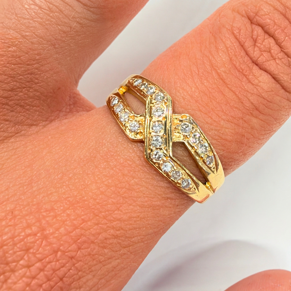 Bague en Or Jaune avec Diamants 18K Taille 57