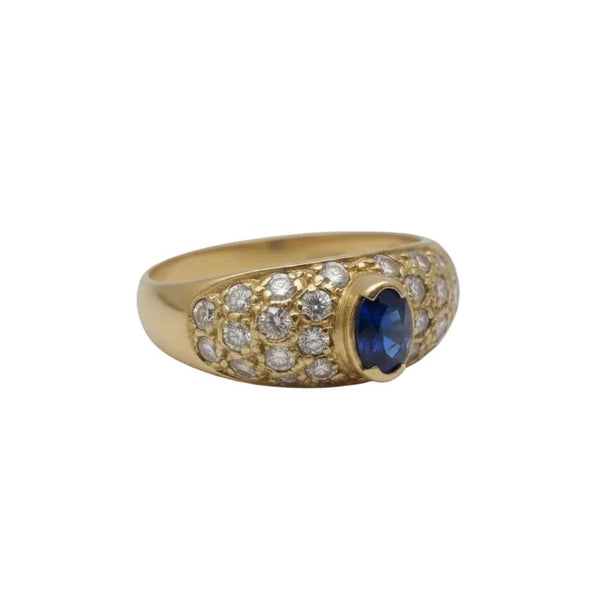 Bagues en or jaune saphir et zirconium Taille : 55