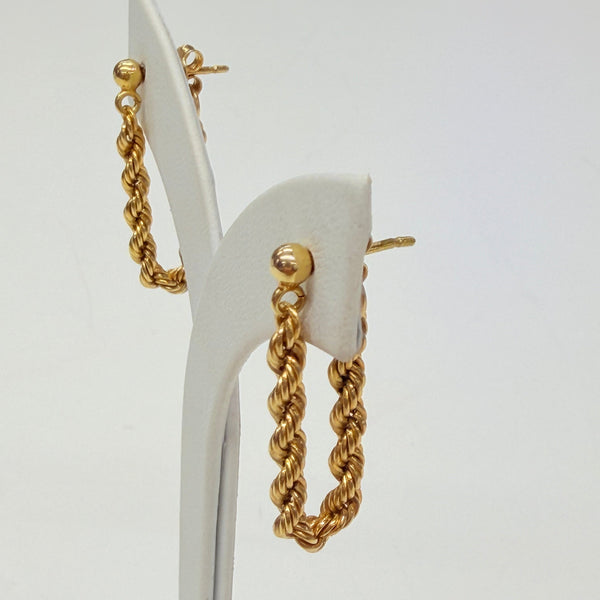 Boucles d'oreilles torsadées pendantes en Or Jaune 18k