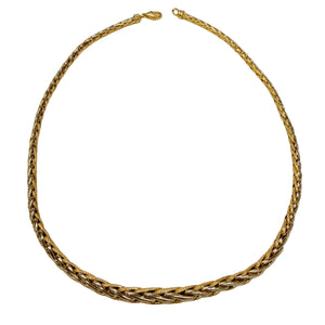 Collier Ras du Cou Maille Palmier en Or Jaune et Or Blanc 18k