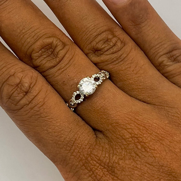 Bague Solitaire en Or Blanc 18k Taille 56