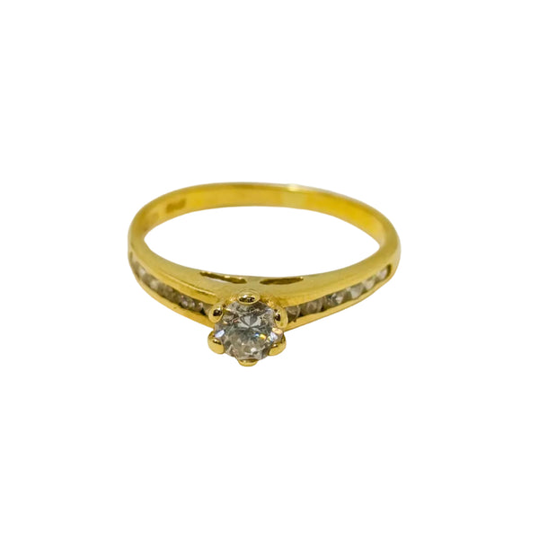 Bague Solitaire en Or Jaune avec Oxyde de Zirconium 18K Taille : 50