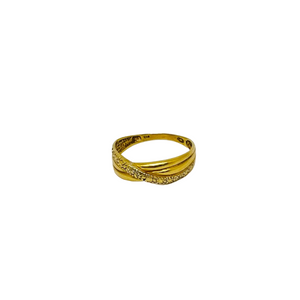 Bague en Or Jaune 18 Carats avec Éclats de Diamants - Taille 58