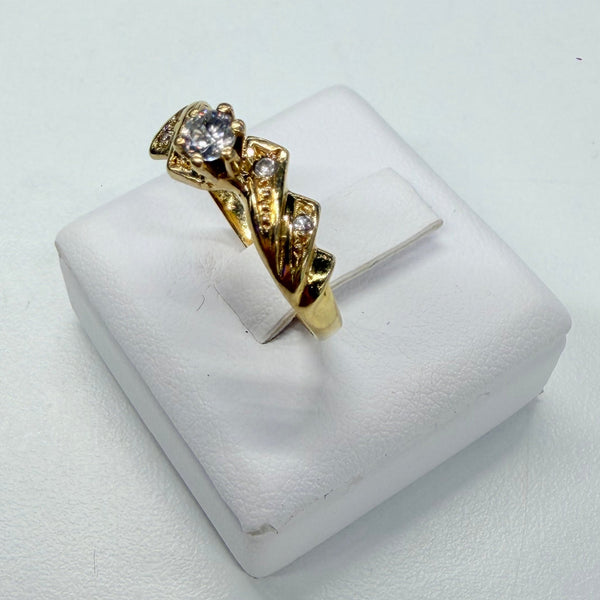 Bague Solitaire en Or Jaune 18k et Zirconium Taille 54