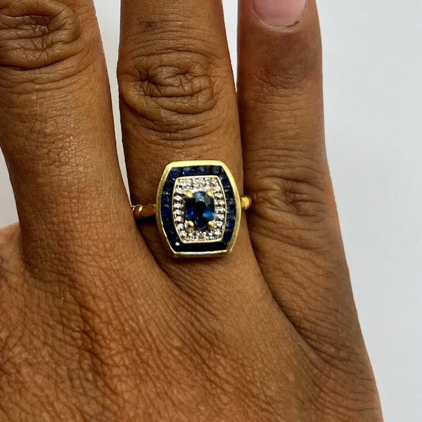 Bague en Or Jaune avec Saphir 18k Taille 53